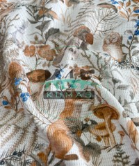 Masal Hayvanları Baskılı Örme Waffle Kumaş