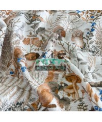 Masal Hayvanları Baskılı Örme Waffle Kumaş