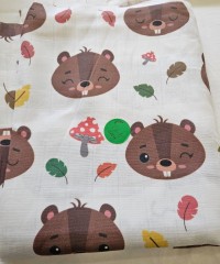 Baskılı %100 Pamuk 105x180 cm Kareli Müslin Kumaş | P-36