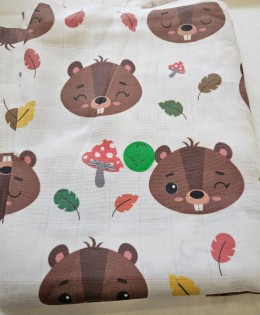 Baskılı %100 Pamuk 105x180 cm Kareli Müslin Kumaş | P-36