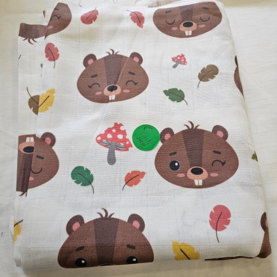 Baskılı %100 Pamuk 105x180 cm Kareli Müslin Kumaş | P-36