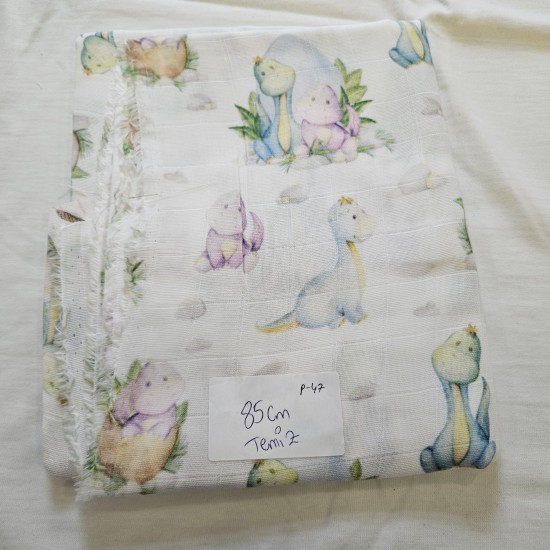 Baskılı %100 Pamuk Müslin Kumaş 85x160 cm | P47