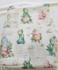 Baskılı %100 Pamuk 2 Katlı 2,18 mt Kareli Müslin Kumaş | Dino