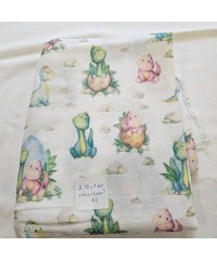 Baskılı %100 Pamuk 2 Katlı 2,18 mt Kareli Müslin Kumaş | Dino