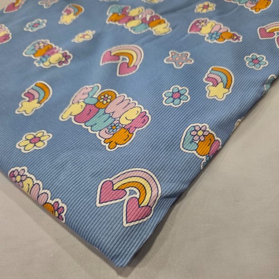 Baskılı Penye Kaşkorse Penye Kumaş | Çiçek