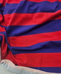 Penye Süprem Parça Kumaş | Kırmızı Mavi Çizgili