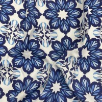 Viskon Dokuma Belmando Kumaş | Mavi Çiçek