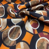 Viskon Dokuma Belmando Kumaş | Yuvarlak Turuncu