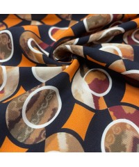 Viskon Dokuma Belmando Kumaş | Yuvarlak Turuncu