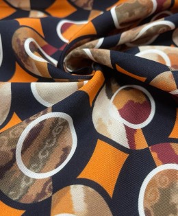 Viskon Dokuma Belmando Kumaş | Yuvarlak Turuncu