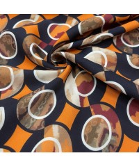 Viskon Dokuma Belmando Kumaş | Yuvarlak Turuncu