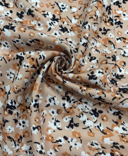 Viskon Dokuma Belmando Kumaş | Kahverengi Çiçek