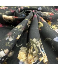 Viskon Dokuma Belmando Kumaş | Siyah Zemin Gül