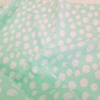 Baskılı Bambu Karışım Müslin Kumaş | Mint Zemin Beyaz Balonlar