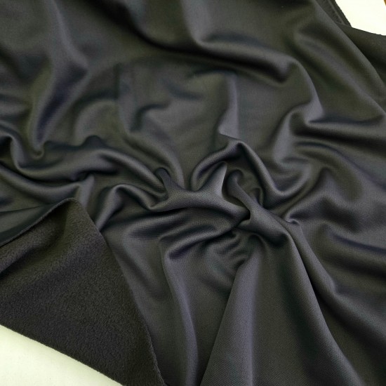 Penye Şardonlu Polyester İnterlok Parça Kumaş | Siyah