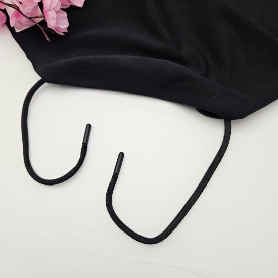 Siyah Kordon Bağcık Siyah Renk Uçlamalı 115 cm 1 Adet