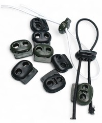 İki Delikli Siyah Plastik Stoper | Üstten Basmalı İp Ucu Stoperi | Mont Stoperi