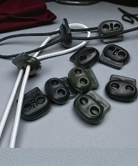 İki Delikli Siyah Plastik Stoper | Üstten Basmalı İp Ucu Stoperi | Mont Stoperi