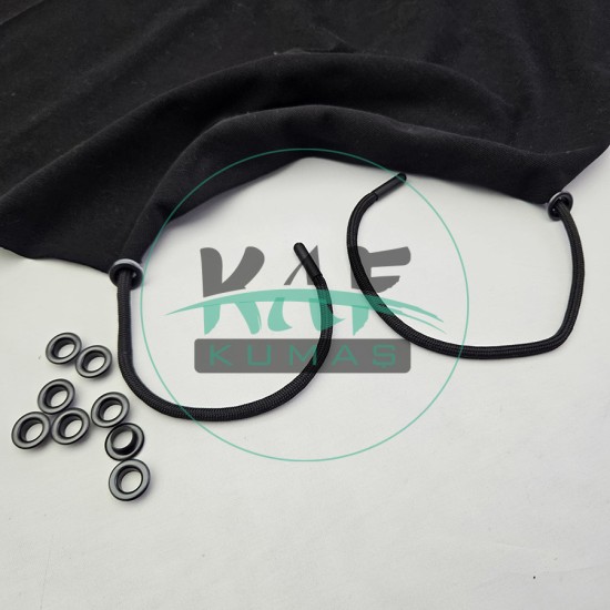 Set Fırsat* Siyah 50'lu Kordon Bağcık Siyah Renk Uçlamalı 115 cm & No 5 Siyah Renk 100'li Kuşgözü Set