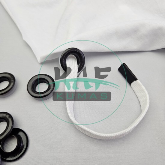 Set Fırsat* Ekru 50'lu Kordon Bağcık Siyah Renk Sakız Uçlamalı 115 cm & No 28 Siyah 100'li Kuşgözü Set