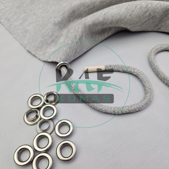 Set Fırsat* Gri 50'lu Kordon Bağcık Krem Renk Uçlamalı 115 cm & No 5 Gümüş Renk 100'li Kuşgözü Set