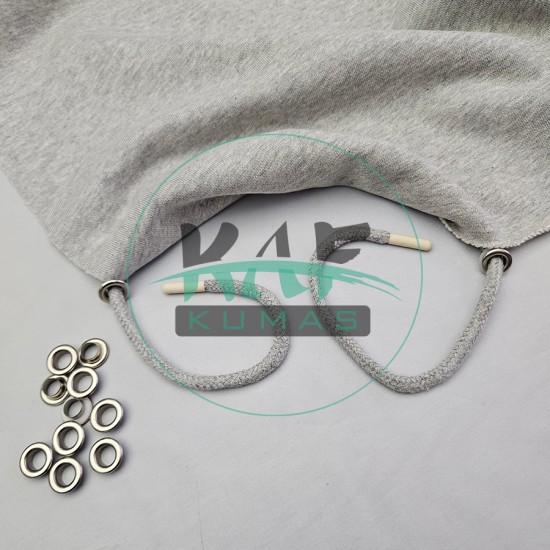 Set Fırsat* Gri 50'lu Kordon Bağcık Krem Renk Uçlamalı 115 cm & No 5 Gümüş Renk 100'li Kuşgözü Set