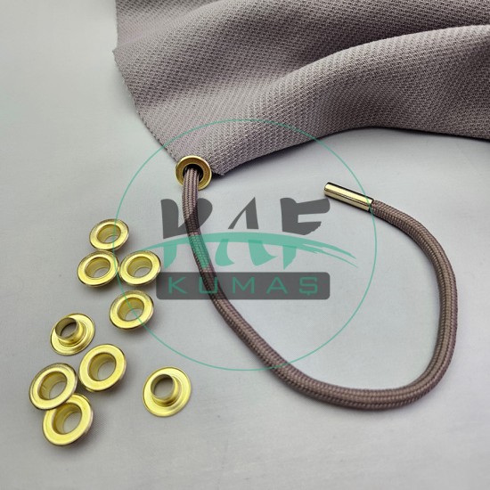 Set Fırsat* Kil Rengi 50'lu Kordon Bağcık 120 cm & No 5 Gold Renk 100'li Kuşgözü Set