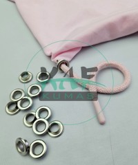 Set Fırsat* Pudra 50'lu Kordon Bağcık Pudra Renk Uçlamalı 120 cm & No 5 Gümüş 100'li Kuşgözü Set