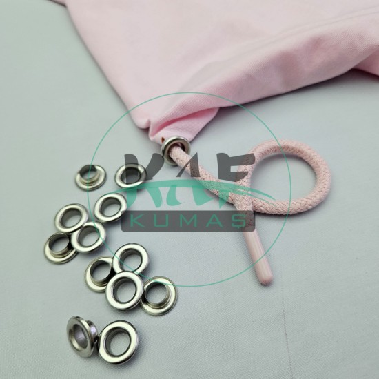 Set Fırsat* Pudra 50'lu Kordon Bağcık Pudra Renk Uçlamalı 120 cm & No 5 Gümüş 100'li Kuşgözü Set