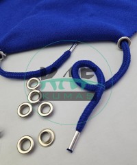 Set Fırsat* Saks Mavi 50'lu Kordon Bağcık Gümüş Renk Uçlamalı 105 cm & No 5 Gümüş Renk 100'li Kuşgözü Set