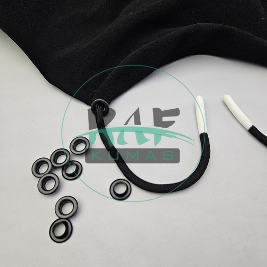 Set Fırsat* Siyah 50'lu Kordon Bağcık Beyaz Renk Sakız Uçlamalı 125 cm & No 5 Siyah Renk 100'li Kuşgözü Set