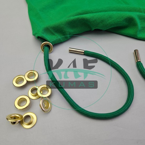 Set Fırsat* Yeşil 50'lu Kordon Bağcık 105 cm & No 5 Gold Renk 100'li Kuşgözü Set