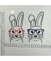 Termo Transfer Baskı | Gözlüklü Tavşanlar 3 | Ütü Baskısı