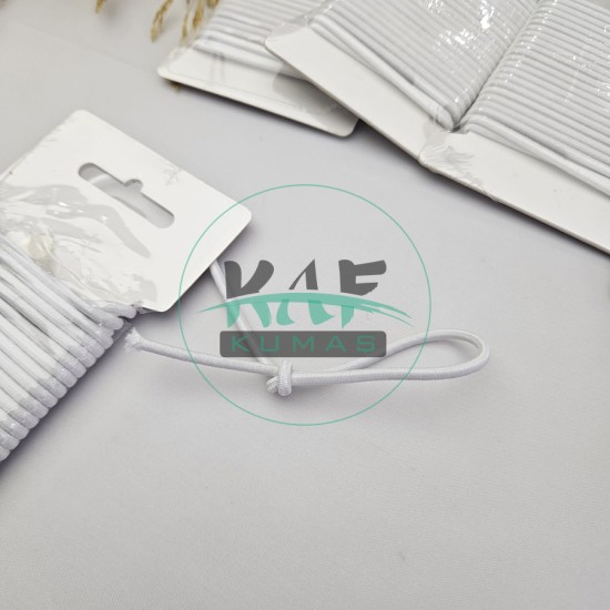 3 mm Yuvarlak Yumuşak Lastik İp 5 mt | Bel Paça Don Lastiği | Aksesuar Lastiği Beyaz_101