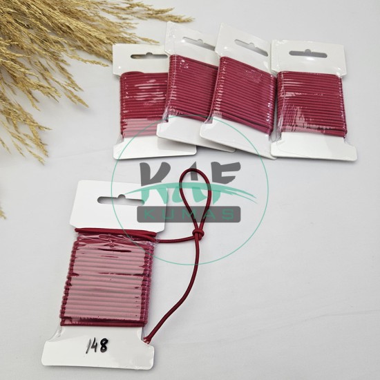 3 mm Yuvarlak Yumuşak Lastik İp 5 mt | Bel Paça Don Lastiği | Aksesuar Lastiği Koyu Kırmızı_148
