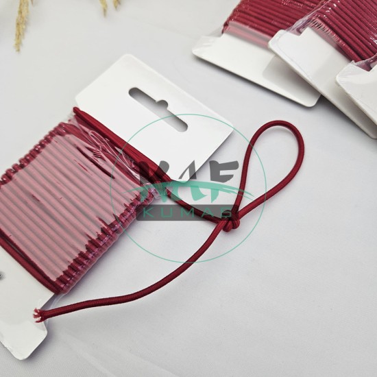 3 mm Yuvarlak Yumuşak Lastik İp 5 mt | Bel Paça Don Lastiği | Aksesuar Lastiği Koyu Kırmızı_148