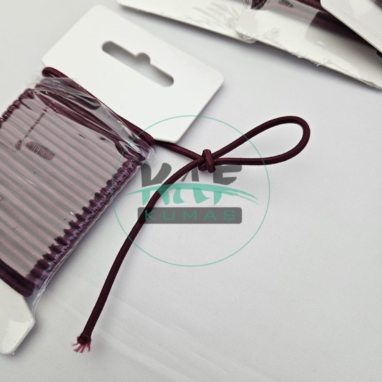 3 mm Yuvarlak Yumuşak Lastik İp 5 mt | Bel Paça Don Lastiği | Aksesuar Lastiği Bordo_177