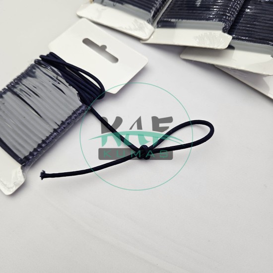 3 mm Yuvarlak Yumuşak Lastik İp 5 mt | Bel Paça Don Lastiği | Aksesuar Lastiği Lacivert_330