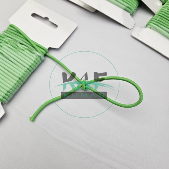 3 mm Yuvarlak Yumuşak Lastik İp 5 mt | Bel Paça Don Lastiği | Aksesuar Lastiği Elma Yeşili_334