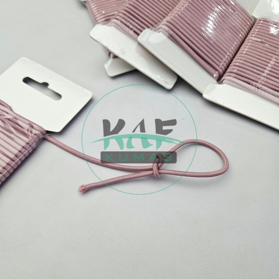 3 mm Yuvarlak Yumuşak Lastik İp 5 mt | Bel Paça Don Lastiği | Aksesuar Lastiği Gül Kurusu_406