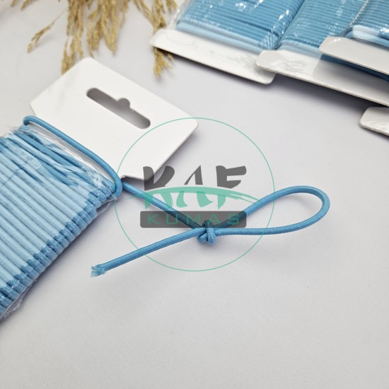 3 mm Yuvarlak Yumuşak Lastik İp 5 mt | Bel Paça Don Lastiği | Aksesuar Lastiği Mavi_455