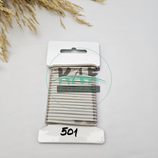 3 mm Yuvarlak Yumuşak Lastik İp 5 mt | Bel Paça Don Lastiği | Aksesuar Lastiği Bej_501