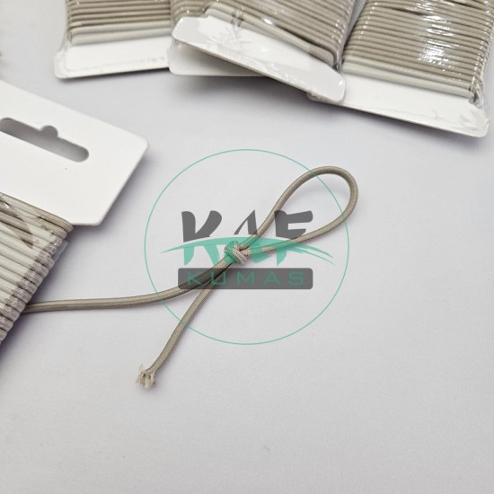 3 mm Yuvarlak Yumuşak Lastik İp 5 mt | Bel Paça Don Lastiği | Aksesuar Lastiği Bej_501