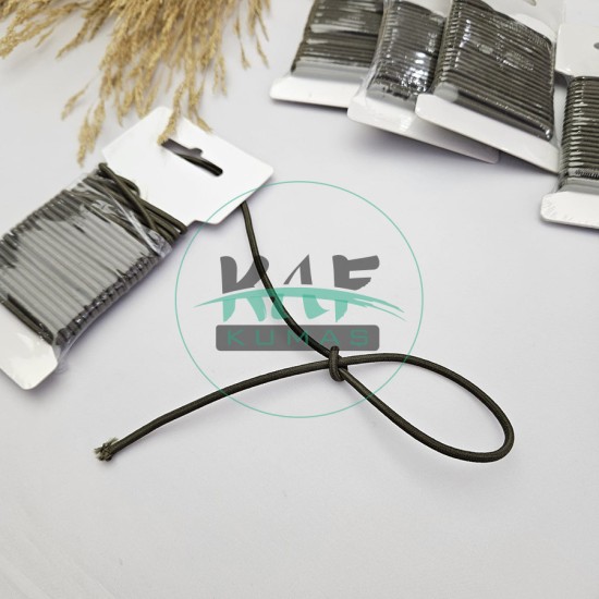 3 mm Yuvarlak Yumuşak Lastik İp 5 mt | Bel Paça Don Lastiği | Aksesuar Lastiği Haki_514