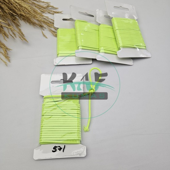 3 mm Yuvarlak Yumuşak Lastik İp 5 mt | Bel Paça Don Lastiği | Aksesuar Lastiği Neon Açık Yeşil_571