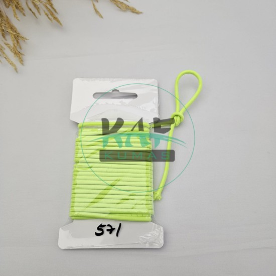 3 mm Yuvarlak Yumuşak Lastik İp 5 mt | Bel Paça Don Lastiği | Aksesuar Lastiği Neon Açık Yeşil_571