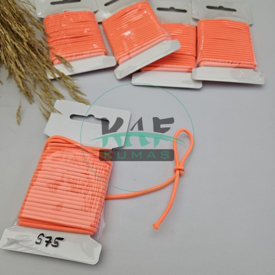 3 mm Yuvarlak Yumuşak Lastik İp 5 mt | Bel Paça Don Lastiği | Aksesuar Lastiği Neon Oranj_575