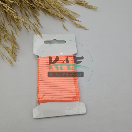 3 mm Yuvarlak Yumuşak Lastik İp 5 mt | Bel Paça Don Lastiği | Aksesuar Lastiği Neon Oranj_575