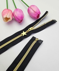 Ferace Mont Hırka Fermuarı | Separe Tip 5 Naylon Dişli Yıldız Elcikli Fermuar Uzunluk: 110 cm Siyah