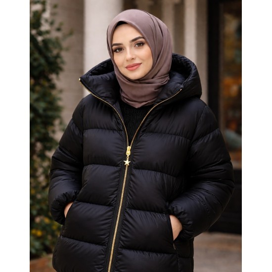 Ferace Mont Hırka Fermuarı | Separe Tip 5 Naylon Dişli Yıldız Elcikli Fermuar Uzunluk: 120 cm Siyah